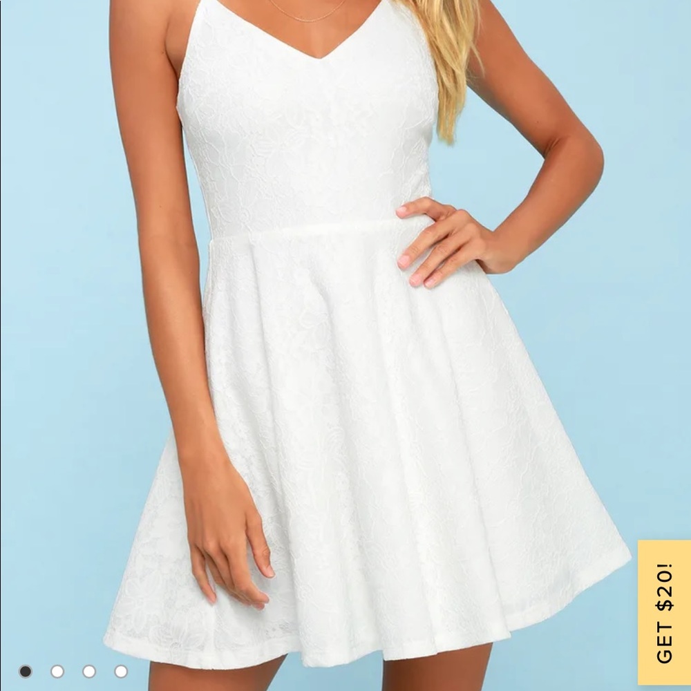 Lulu’s Way With Words White Lace Skater Dress